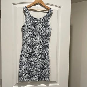 Black & white leopard print evening dress